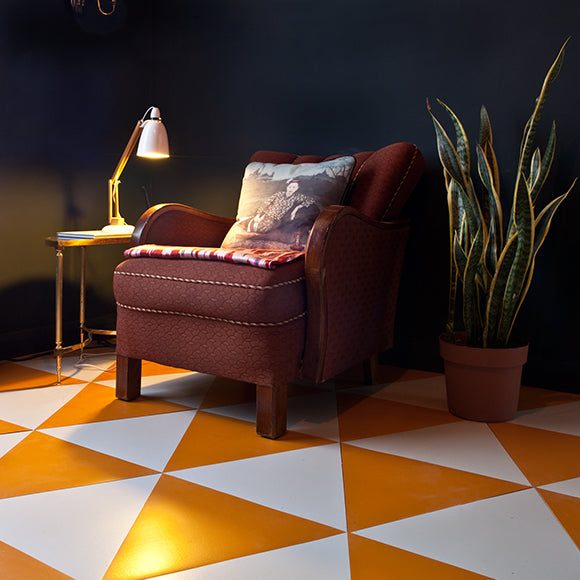 Pumpkin Orange Rubber Triangle Tiles (Matt), 1.84 sqm/21 tiles (sale 127)