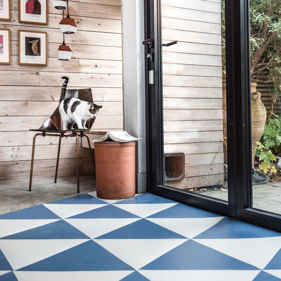 Stoke Newington Blue Rubber Triangle Tiles, 1.58 sqm/18 tiles (Matt) (sale 128)