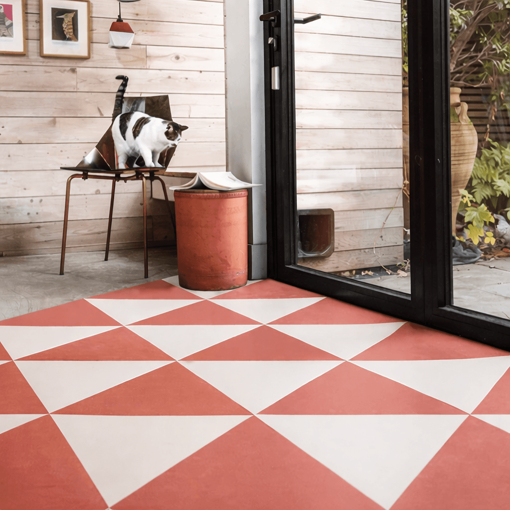 Mulberry Pink Rubber Triangle Tiles, 0.7 sqm/8 tiles (Matt) (sale 137)