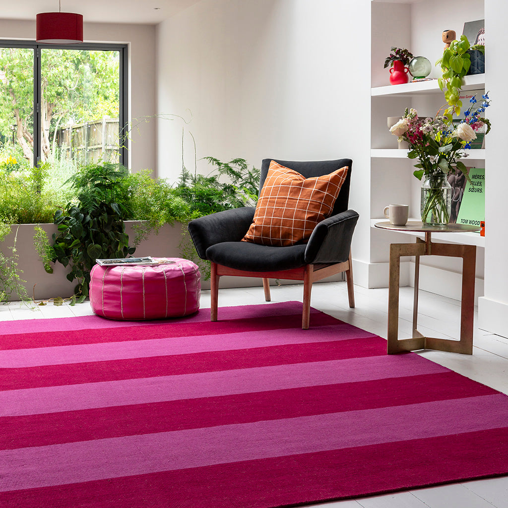 Zoya Striped Rug and Runner Handmade Flatweave Wool Rug - The