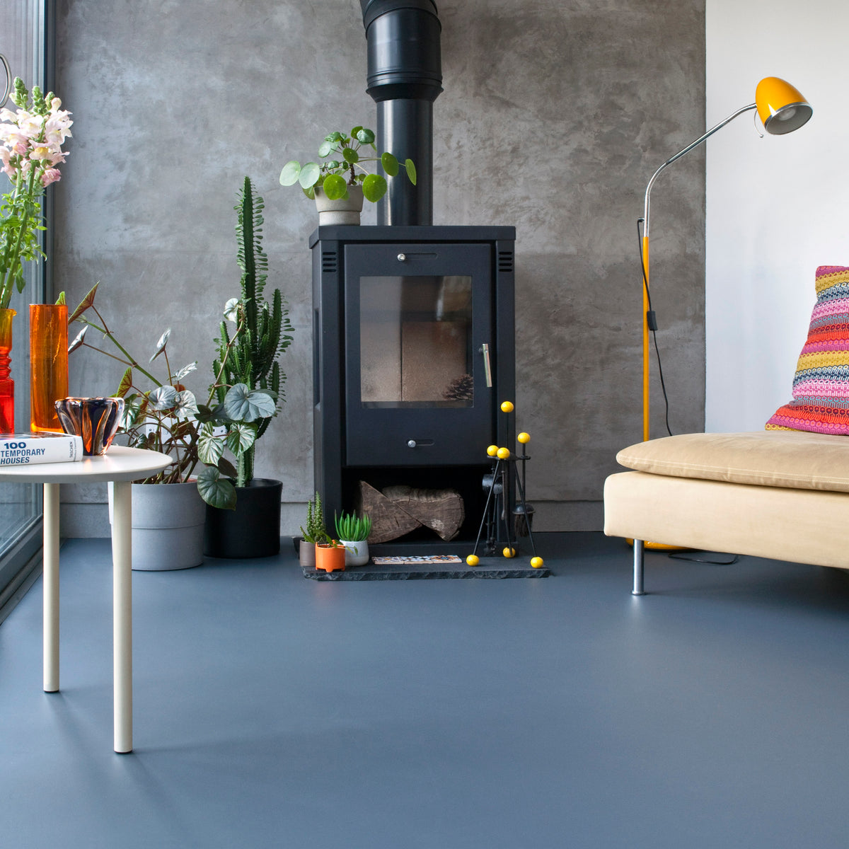 De Beauvoir Grey rubber flooring